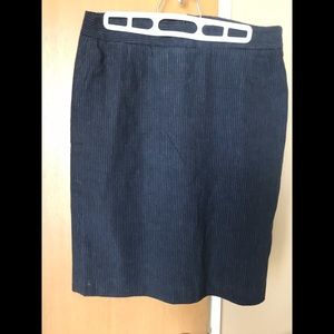 JCrew Navy pinstripes linen/cotton skirt